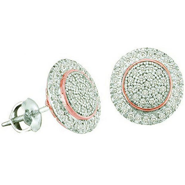 0.25 Carat (ctw) 10k White Gold Round White Diamond Ladies Micro Pave Round Shape Earrings