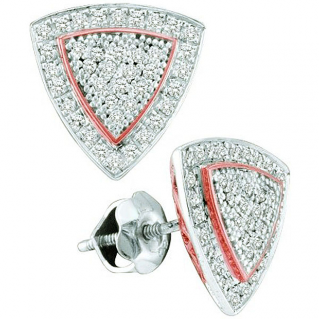 0.25 Carat (ctw) 10k White Gold Brilliant White Diamond Ladies Two Tone Micro Pave Earrings