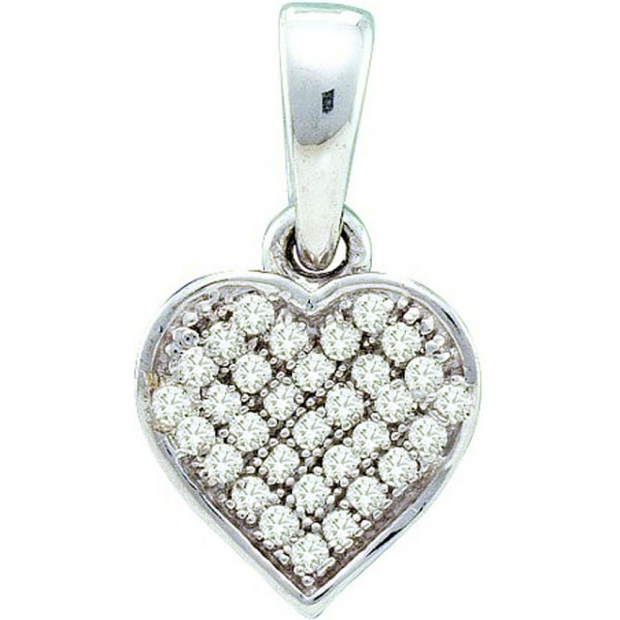 0.10 Carat (ctw) 10k White Gold Brilliant White Diamond Ladies Heart Pendant