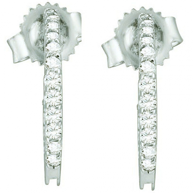 0.25 CT 14k White Gold Brilliant Diamond Ladies Hoop Earrings