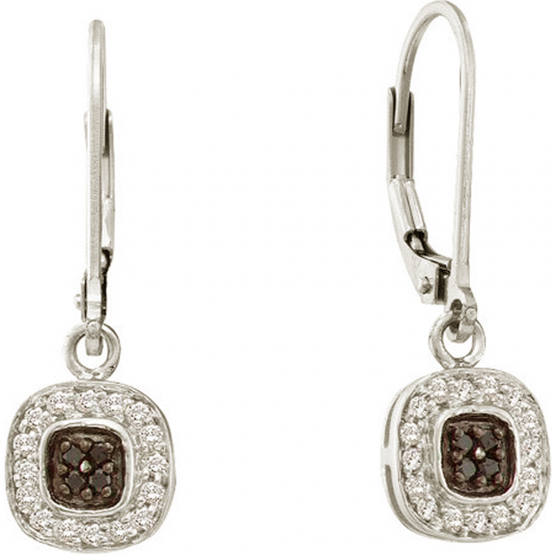 0.25 Carat (ctw) 14k White Gold Black & White Diamond Ladies Dangling Earring