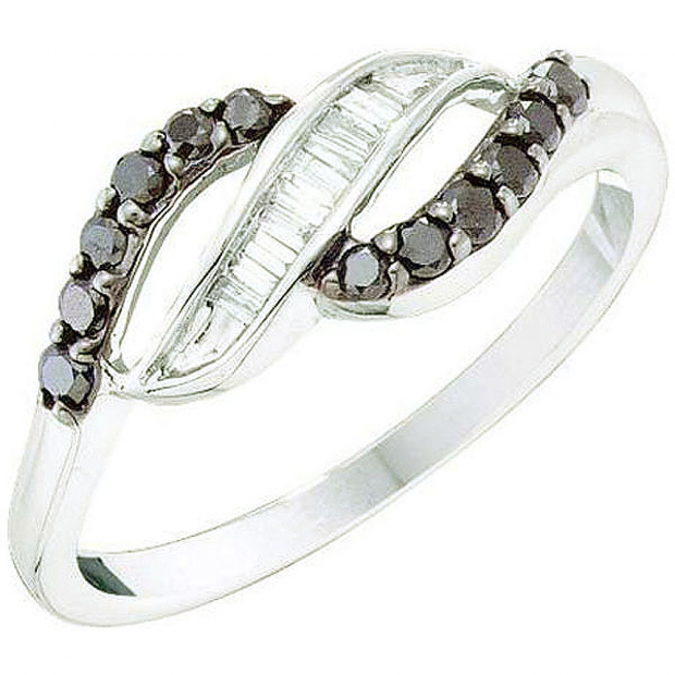 0.33 Carat (ctw) 14k White Gold Black & White Diamond Ladies Cocktail Right Hand Band