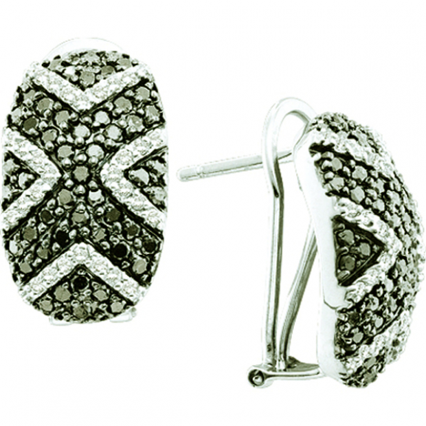 1.75 Carat (ctw) 14k White Gold Round White & Black Diamond Ladies Fashion Earrings