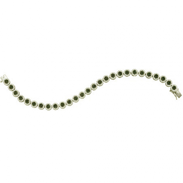 4.00 Carat (ctw) 14k White Gold Round White & Black Diamond Ladies Flower Tennis Bracelet