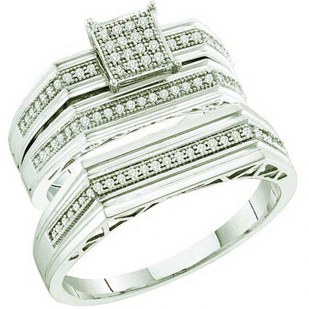 0.25 Carat (ctw) 10k White Gold Brilliant White Diamond Men & Women