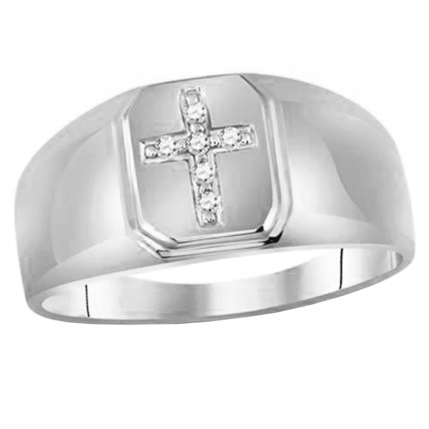 0.05 Carat (ctw) 10K White Gold Round White Diamond Men