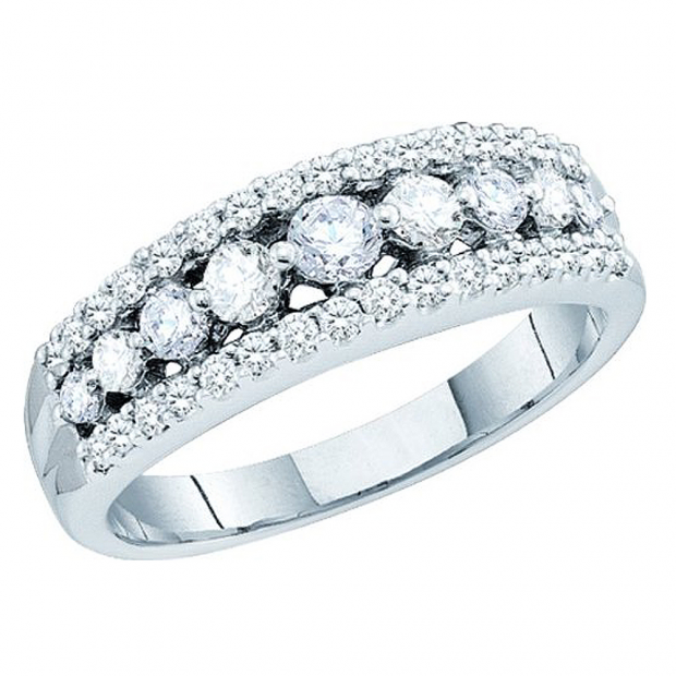 0.75 Carat (ctw) 14k White Gold Brilliant Round White Diamond Ladies Anniversary Wedding Band