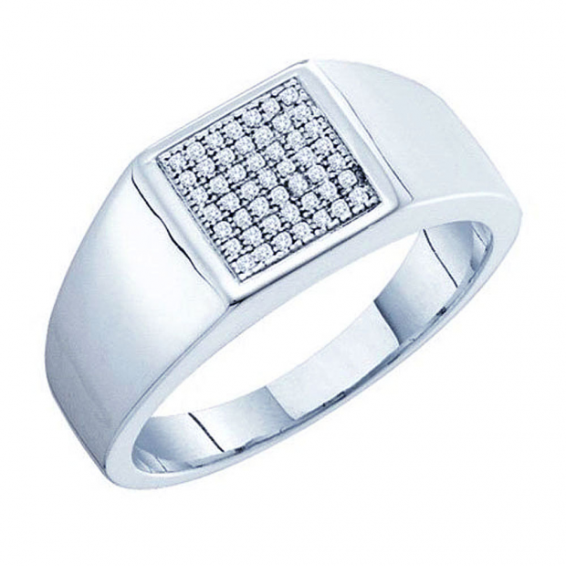 0.15 Carat (ctw) 10k White Gold Brilliant White Diamond Men