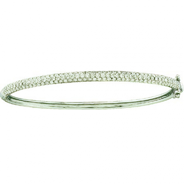 2.00 Carat (ctw) 14k White Gold Brilliant Round White Diamond Ladies Fashion Bangle Bracelet