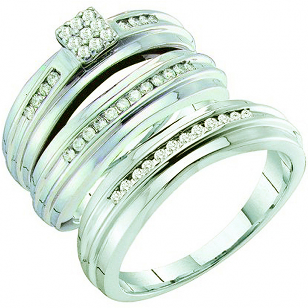 0.40 Carat (ctw) 14k White Gold Round White Diamond Men & Women