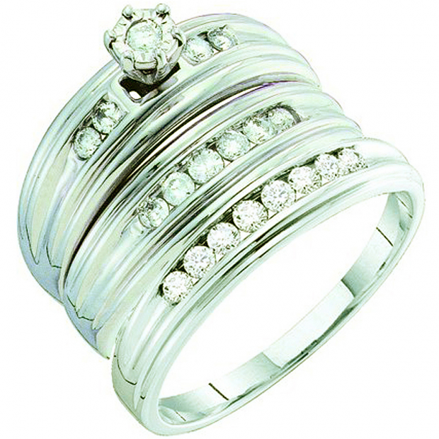 0.54 Carat (ctw) 14k White Gold Brilliant White Diamond Men & Women