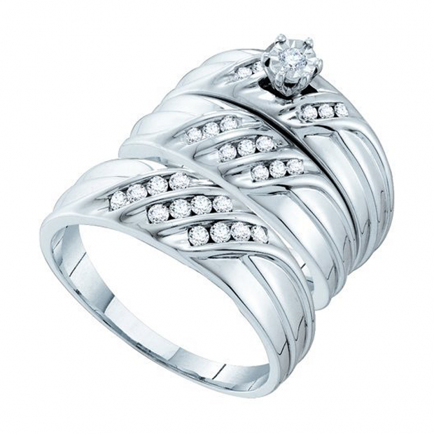 0.43 Carat (ctw) 14k White Gold Round White Diamond Men