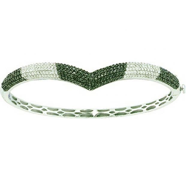 1.72 Carat (ctw) 14k White Gold Round White & Black Diamond Ladies Fashion Bangle Bracelet