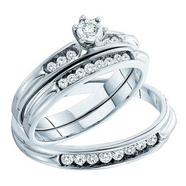 0.40 Carat (ctw) 14k White Gold Brilliant White Diamond Men