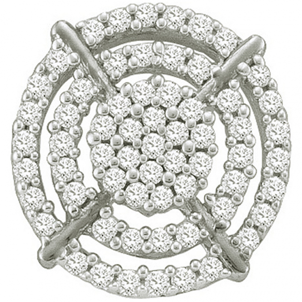 0.40 Carat (ctw) 10k White Gold Brilliant White Diamond Ladies Micro Pave Circle Shape Earrings
