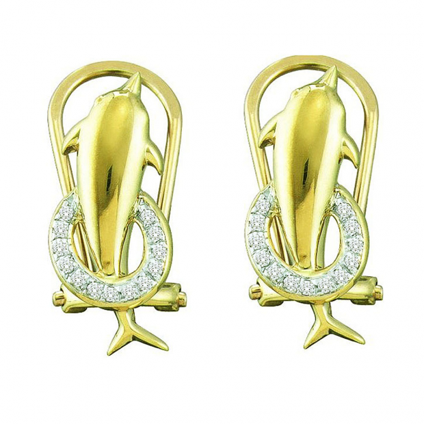 0.08 Carat (ctw) 10k Yellow Gold White Diamond Ladies Micro Pave Earrings