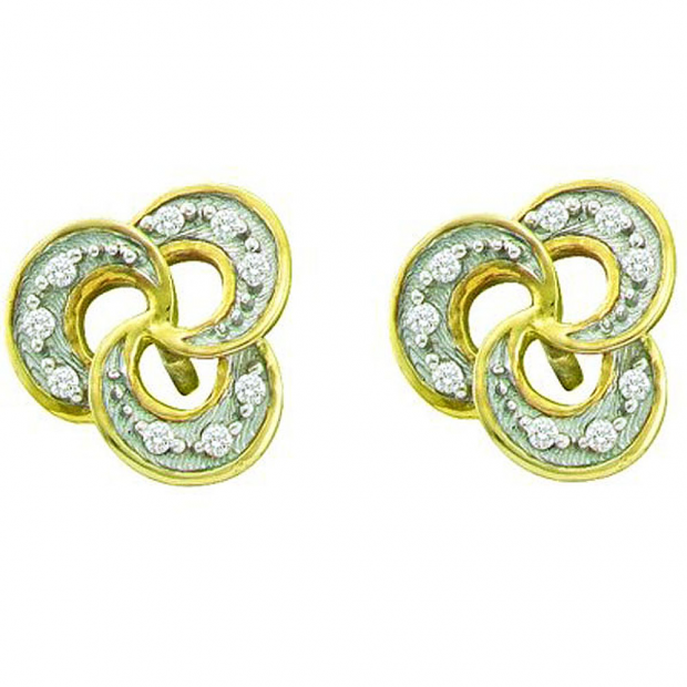 0.06 Carat (ctw) 10k Yellow Gold White Diamond Ladies Micro Pave Cluster Earrings
