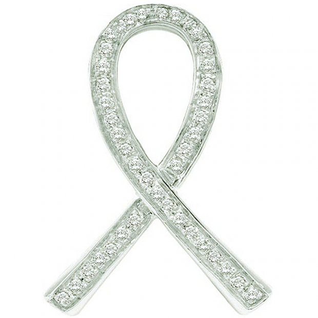 0.10 Carat (ctw) 10k White Gold Round White Diamond Ladies Micro Pave Pendant