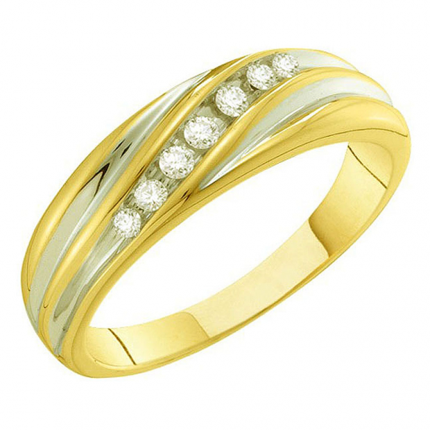 0.16 Carat (ctw) 10k Yellow Gold Brilliant White Diamond Men