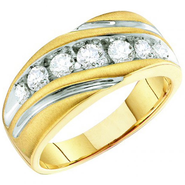 1.00 Carat (ctw) 10k Yellow Gold Brilliant White Diamond Men
