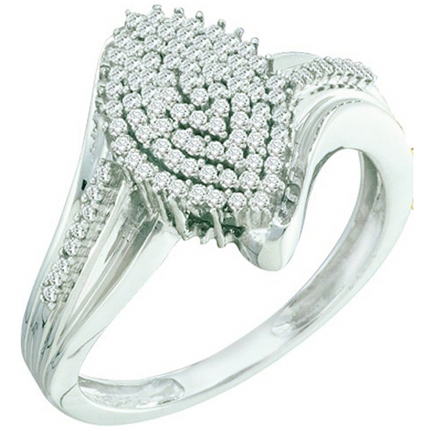 0.30 Carat (ctw) 10k White Gold Round White Diamond Ladies Vintage Style Bridal Engagement Ring