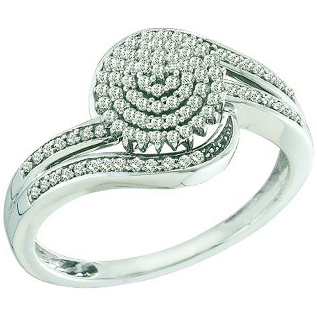 0.30 Carat (ctw) 10k White Gold Brilliant White Diamond Ladies Micro Pave Bridal Engagement Ring
