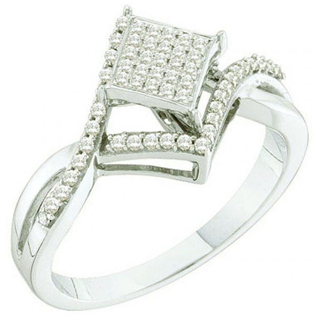 0.25 Carat (ctw) 10k White Gold Round White Diamond Ladies Micro Pave Bridal Engagement Ring