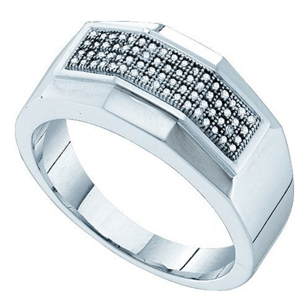 0.20 Carat (ctw) 10k White Gold Round White Diamond Men