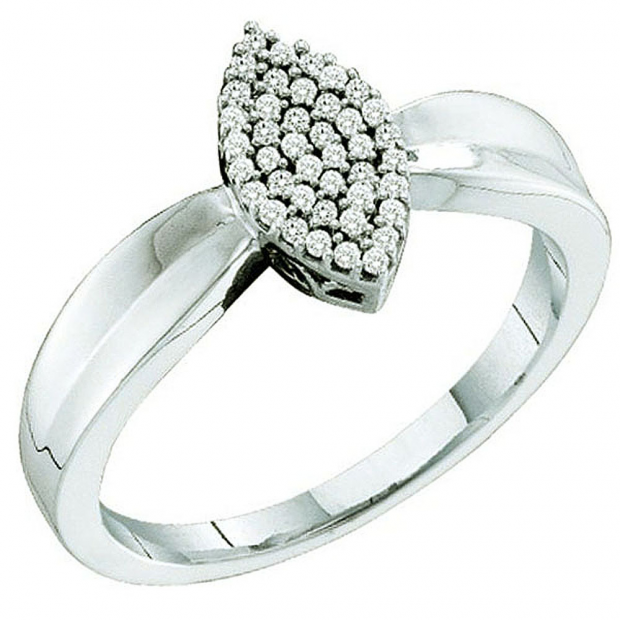 0.12 Carat (ctw) 10k White Gold Round Diamond Ladies Micro Pave Bridal Engagement Ring