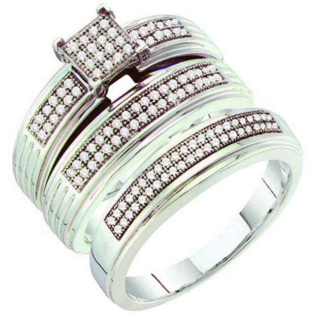 0.40 Carat (ctw) 10k White Gold Brilliant White Diamond Men