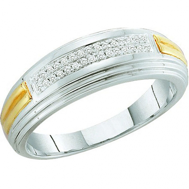 0.10 Carat (ctw) Platinum Plated Sterling Silver Brilliant White Diamond Men