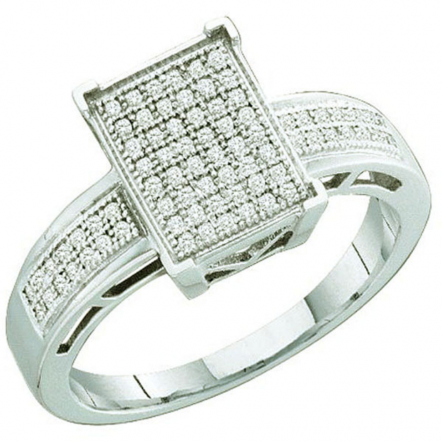 0.20 Carat (ctw) Sterling Silver Brilliant White Diamond Ladies Micro Pave Engagement Ring