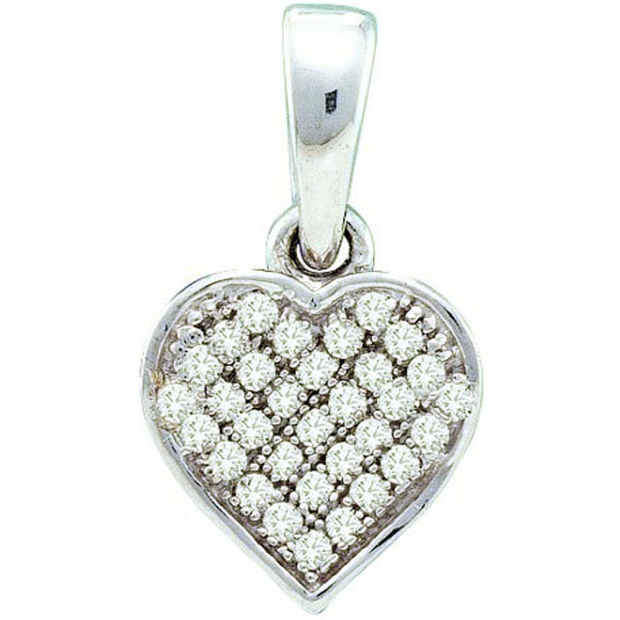 0.10 Carat (ctw) Sterling Silver White Diamond Ladies Heart Pendant