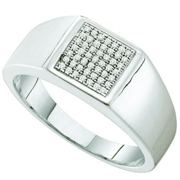 0.15 Carat (ctw) Sterling Silver Brilliant White Diamond Men