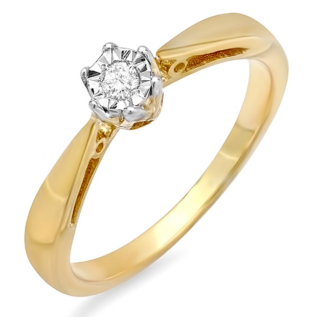0.05 Carat (ctw) Sterling Silver Brilliant Round Diamond Ladies Bridal Promise Engagement Ring