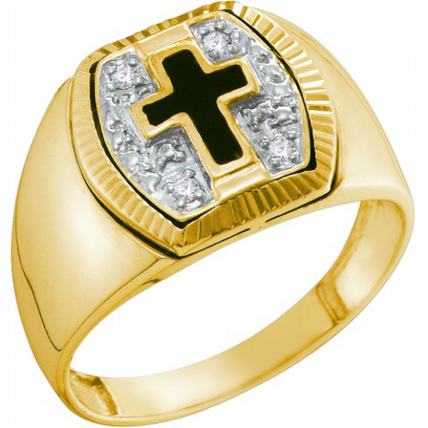 0.05 Carat (ctw) 10K Yellow Gold Round White Diamond Men