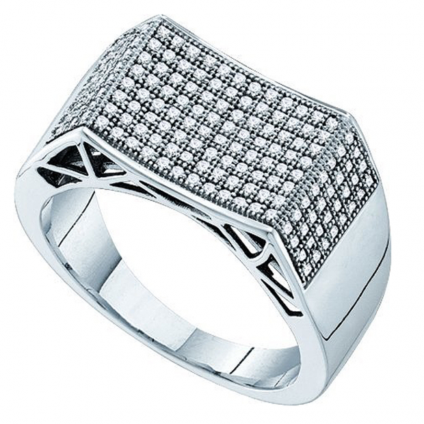 0.50 Carat (ctw) 10k White Gold Round White Diamond Men