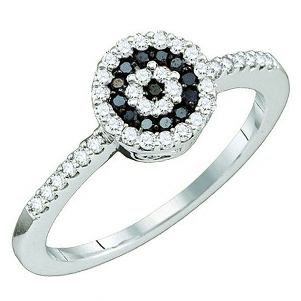 0.30 Carat (ctw) 10k White Gold Black & White Diamond Ladies Bridal Engagement Ring