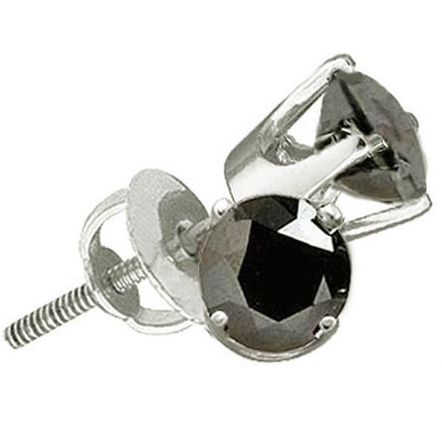 0.25 Carat (ctw) 14k White Gold Round Black Diamond Ladies Stud Earrings