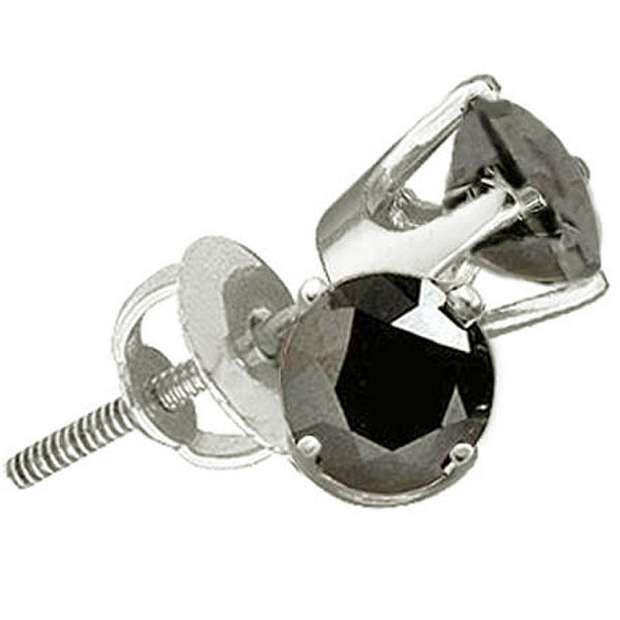 0.50 Carat (ctw) 14k White Gold Black Diamond Ladies Stud Earrings