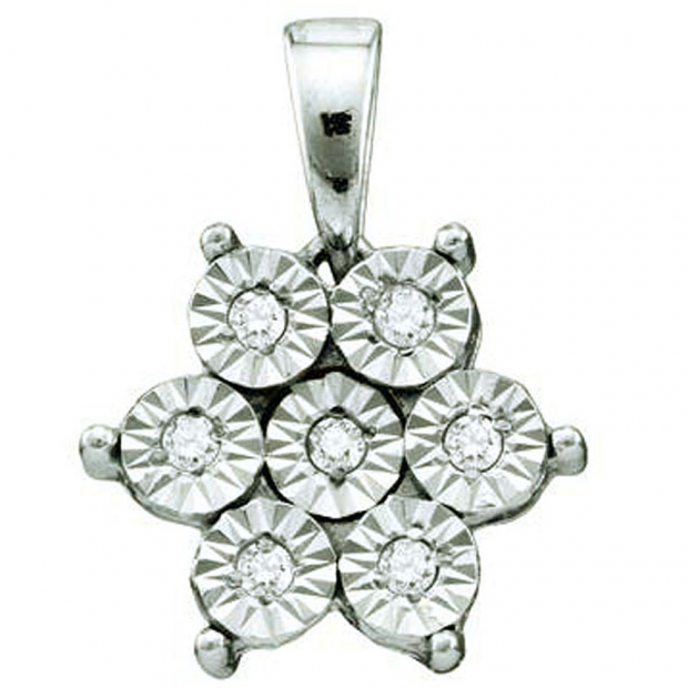 0.06 Carat (ctw) Sterling Silver Round Diamond Faunk Ladies Pendant