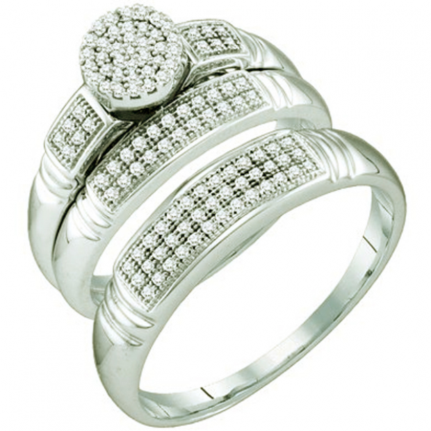 0.33 Carat (ctw) 10k White Gold Round White Diamond Men & Women