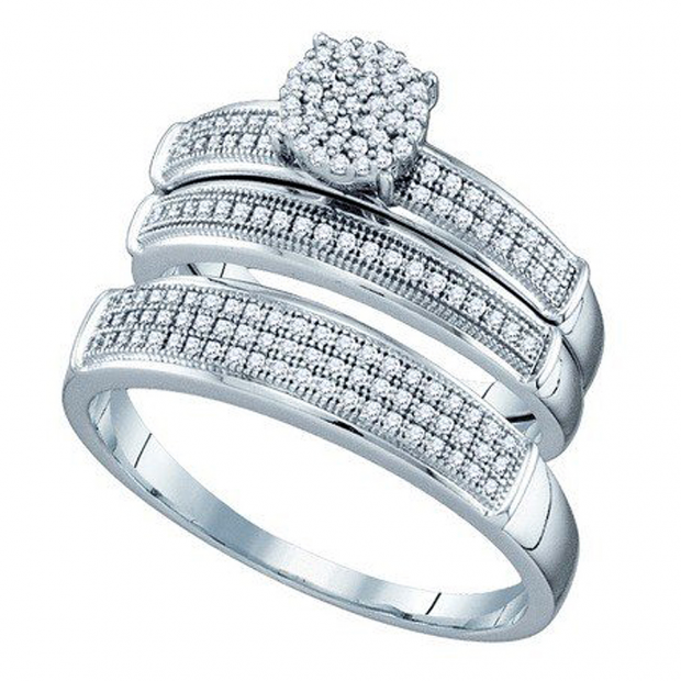 0.40 Carat (ctw) 10k White Gold Round White Diamond Men & Women