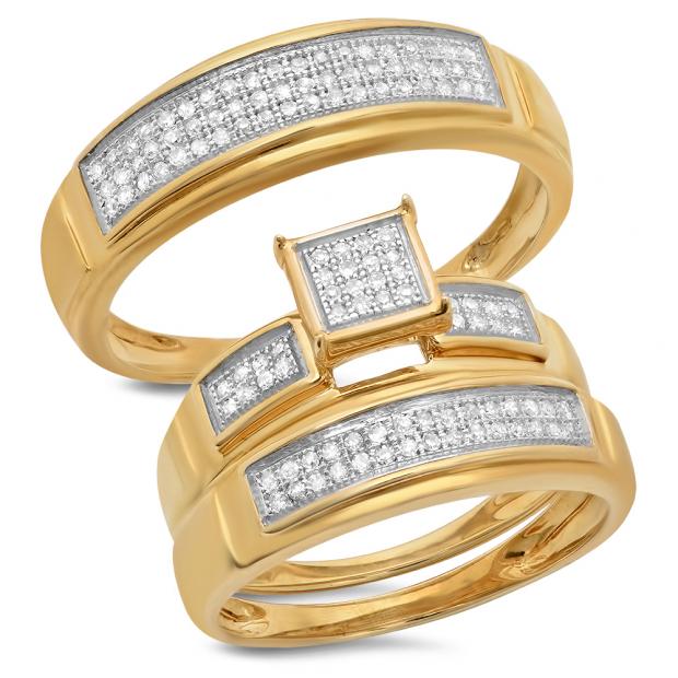 0.33 Carat (ctw) 10K Yellow Gold Round White Diamond Men & Women