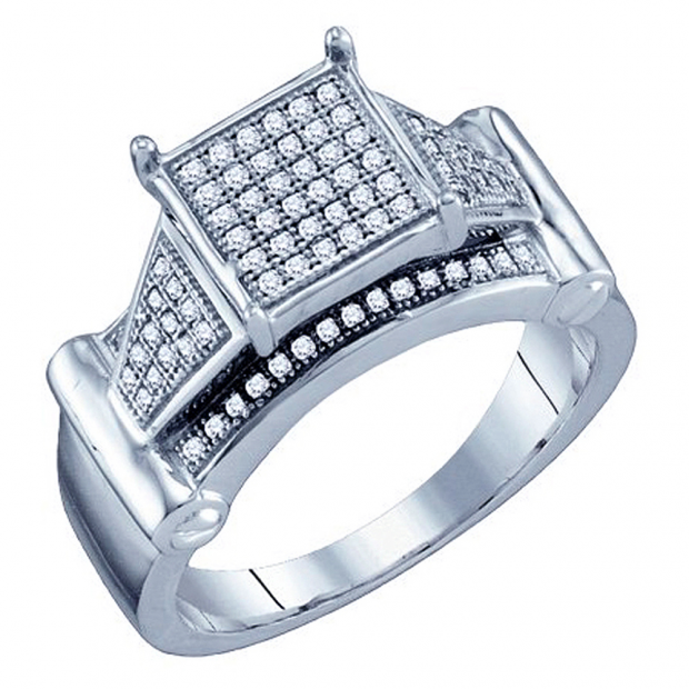 0.25 Carat (ctw) 10k White Gold Round White Diamond Ladies Micro Pave Engagement Ring