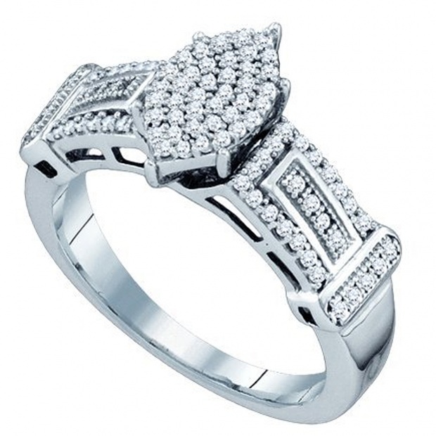 0.33 Carat (ctw) 10k White Gold Round White Diamond Ladies Micro Pave Bridal Engagement Ring