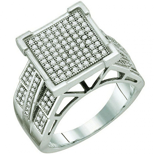 0.50 Carat (ctw) Sterling Silver Brilliant White Diamond Ladies Micro Pave Engagement Ring