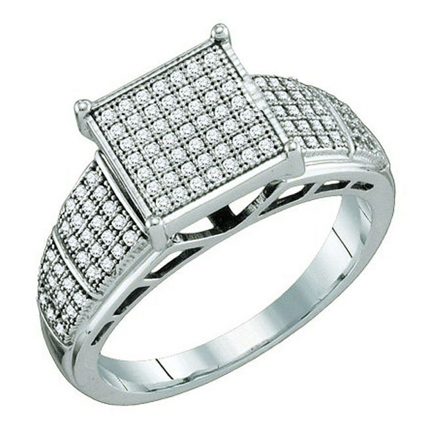 0.33 Carat (ctw) Sterling Silver Round Diamond Ladies Bridal Engagement Ring