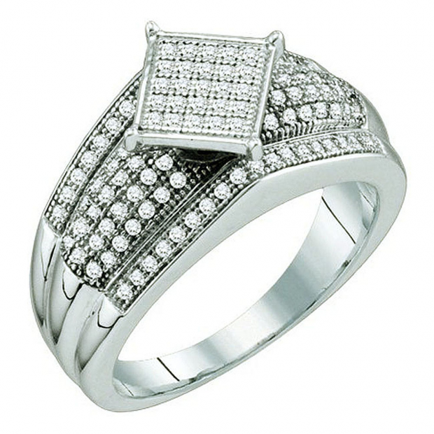 0.33 Carat (ctw) Sterling Silver Round Diamond Ladies Bridal Engagement Ring