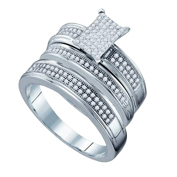 0.42 Carat (ctw) 10k White Gold Round White Diamond Men & Women